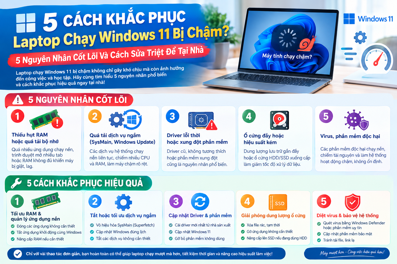 Laptop chạy Windows 11 bị chậm?