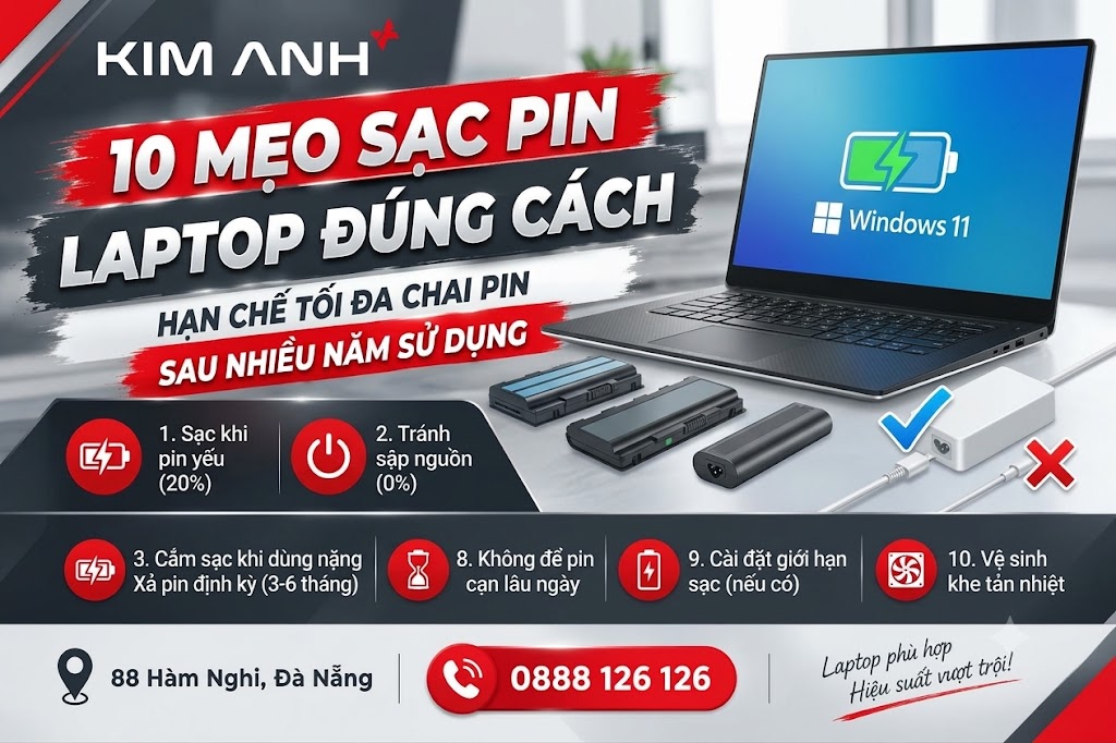 10 Mẹo Sạc Pin Laptop Đúng Cách Hạn Chế Tối Đa Chai Pin Sau Nhiều Năm Sử Dụng