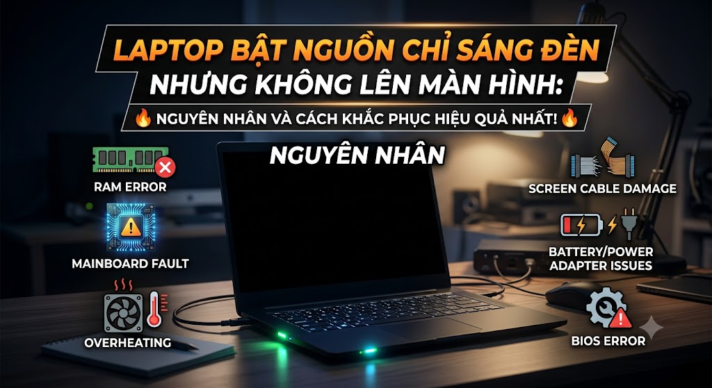Laptop bật nguồn chỉ sáng đèn nhưng không lên màn hình :Nguyên nhân Laptop bật nguồn chỉ sáng đèn nhưng không lên màn hình :Nguyên nhân