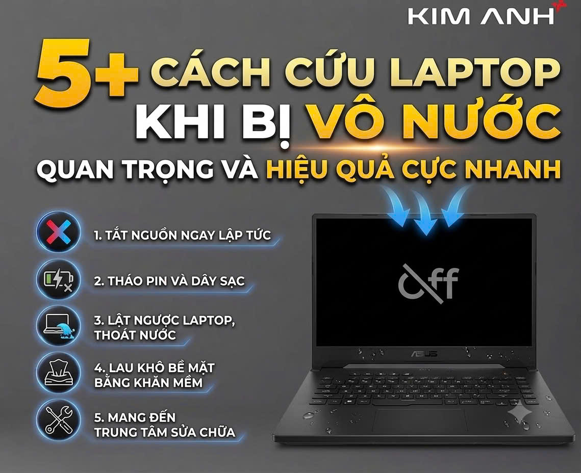 Laptop bị vô nước, cách khắc phục nhanh hiệu quả