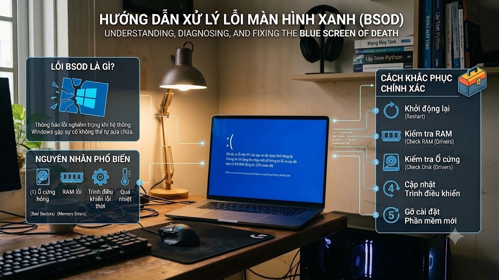 Lỗi BSOD là gì? Nguyên nhân và cách sửa lỗi màn hình xanh BSOD