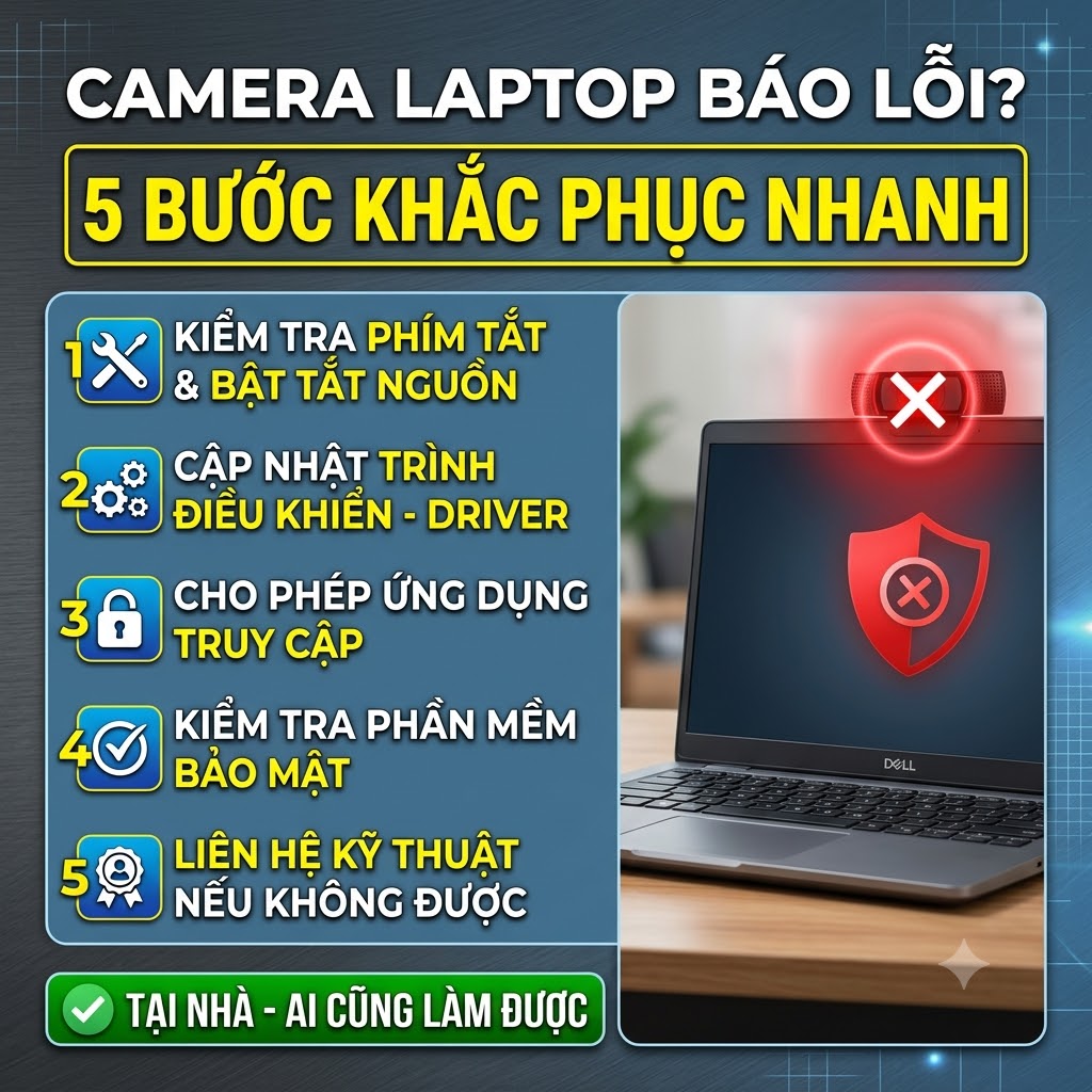 Camera laptop báo lỗi? 5 bước khắc phục nhanh tại nhà ai cũng làm được Camera laptop báo lỗi? 5 bước khắc phục nhanh tại nhà ai cũng làm được