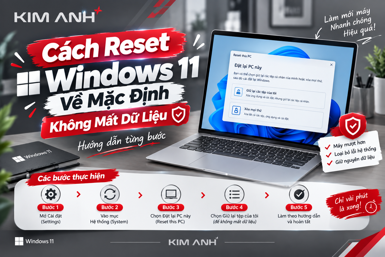 Cách reset Windows 11 về mặc định không mất dữ liệu - Hướng dẫn từng bước Cách reset Windows 11 về mặc định không mất dữ liệu - Hướng dẫn từng bước