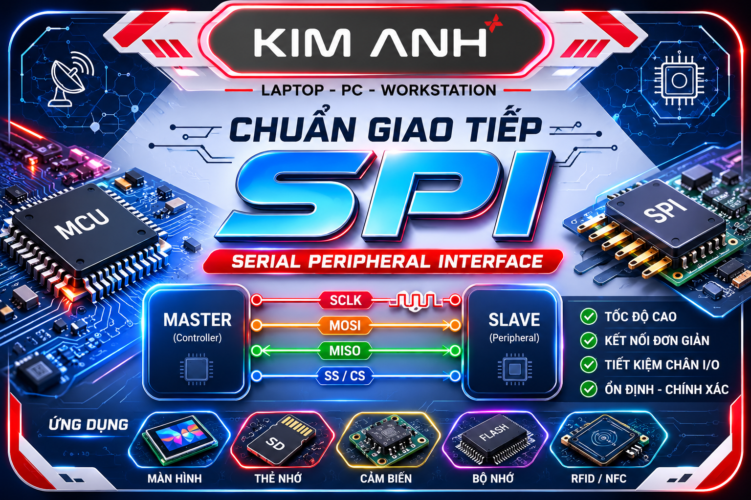 Chuẩn Giao Tiếp SPI Là Gì? Ứng Dụng Thực Tế Trên Mainboard Laptop. Chuẩn Giao Tiếp SPI Là Gì? Ứng Dụng Thực Tế Trên Mainboard Laptop.