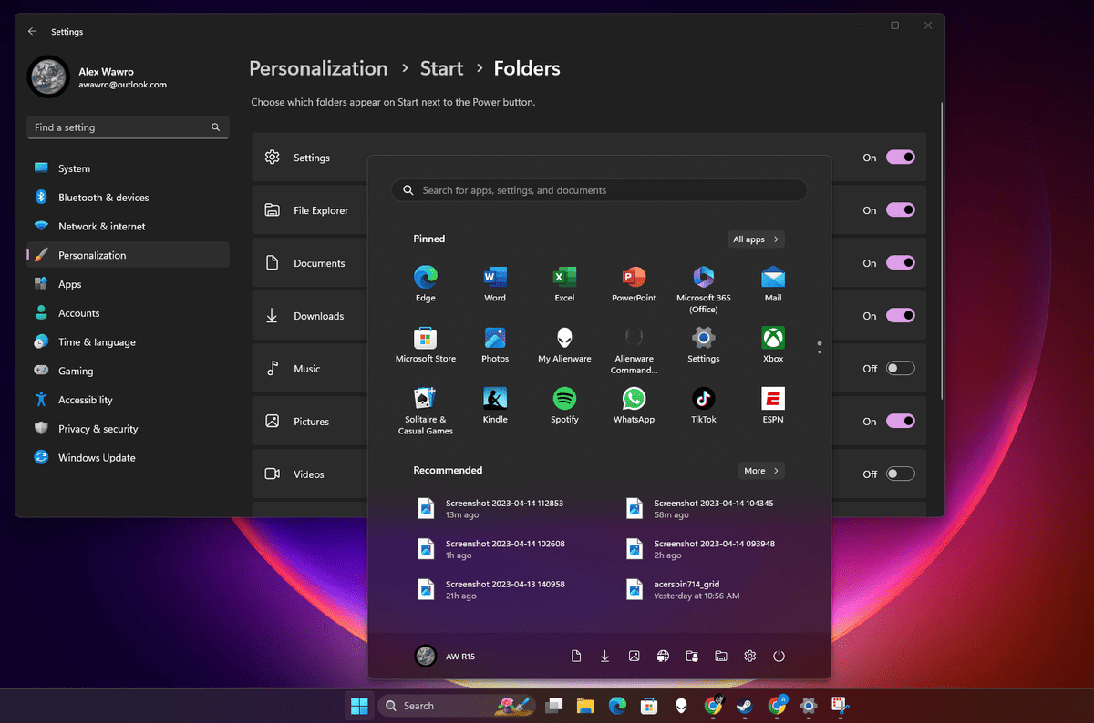Ghim thư mục ra Start Menu