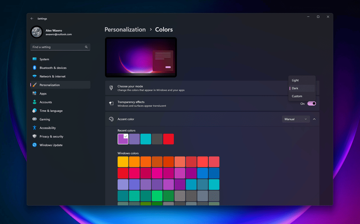 Giao diện tối Dark Mode