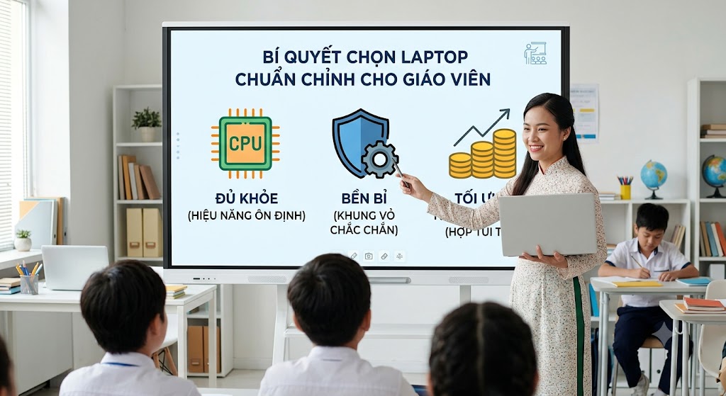 Bí quyết chọn laptop chuẩn chỉnh cho giáo viên: Đủ khỏe, bền bỉ, tối ưu ngân sách Bí quyết chọn laptop chuẩn chỉnh cho giáo viên: Đủ khỏe, bền bỉ, tối ưu ngân sách