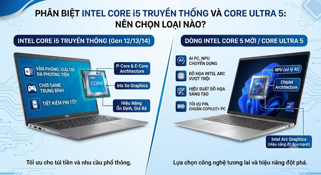 Phân Biệt Intel Core i5 Truyền Thống và Dòng Core 5 Mới: Nên Chọn Loại Nào?
