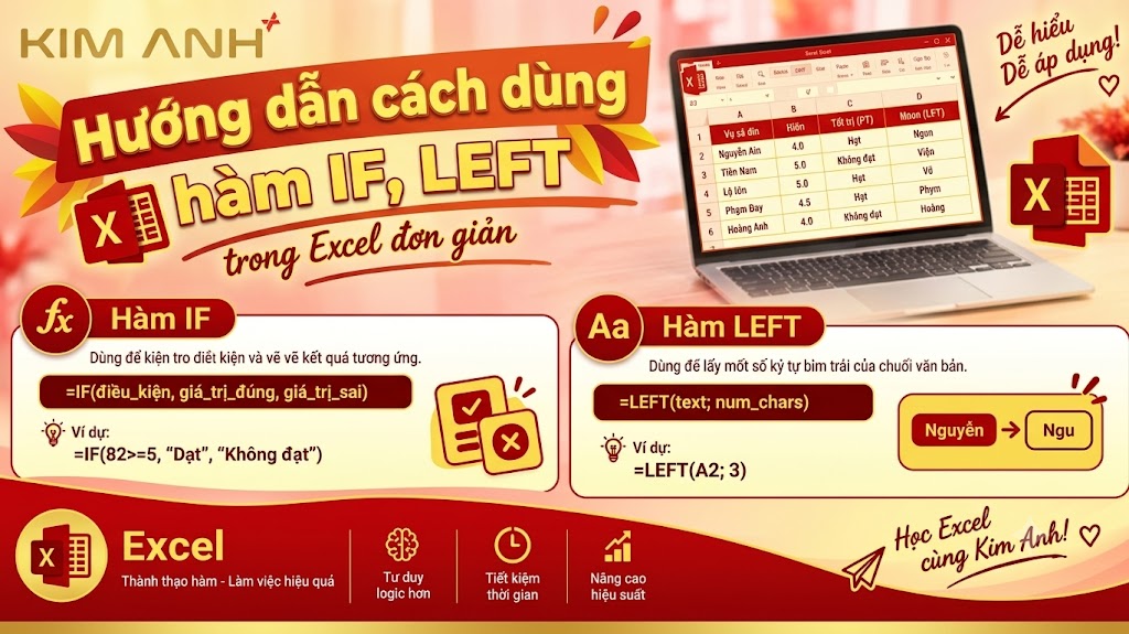 Hướng dẫn cách dùng hàm IF, LEFT trong Excel đơn giản