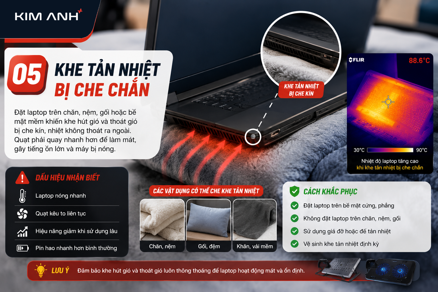 Khe Tản Nhiệt Laptop Bị Che Chắn – Nguyên Nhân Khiến Quạt Laptop Kêu To