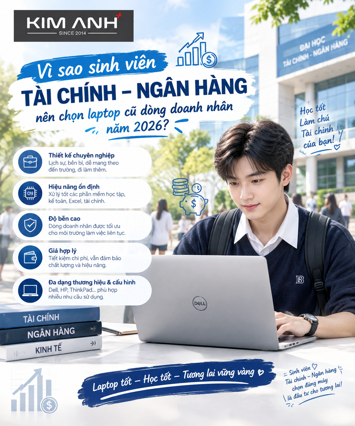 Laptop cũ cho sinh viên Tài chính Ngân hàng tại Laptop Kim Anh