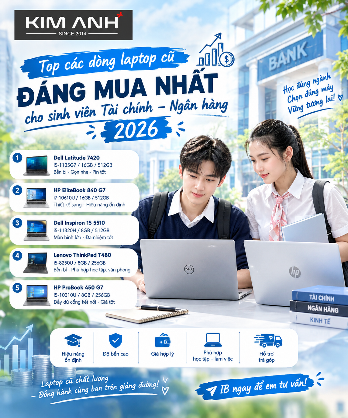 Laptop cũ cho sinh viên Tài chính Ngân hàng tại Laptop Kim Anh