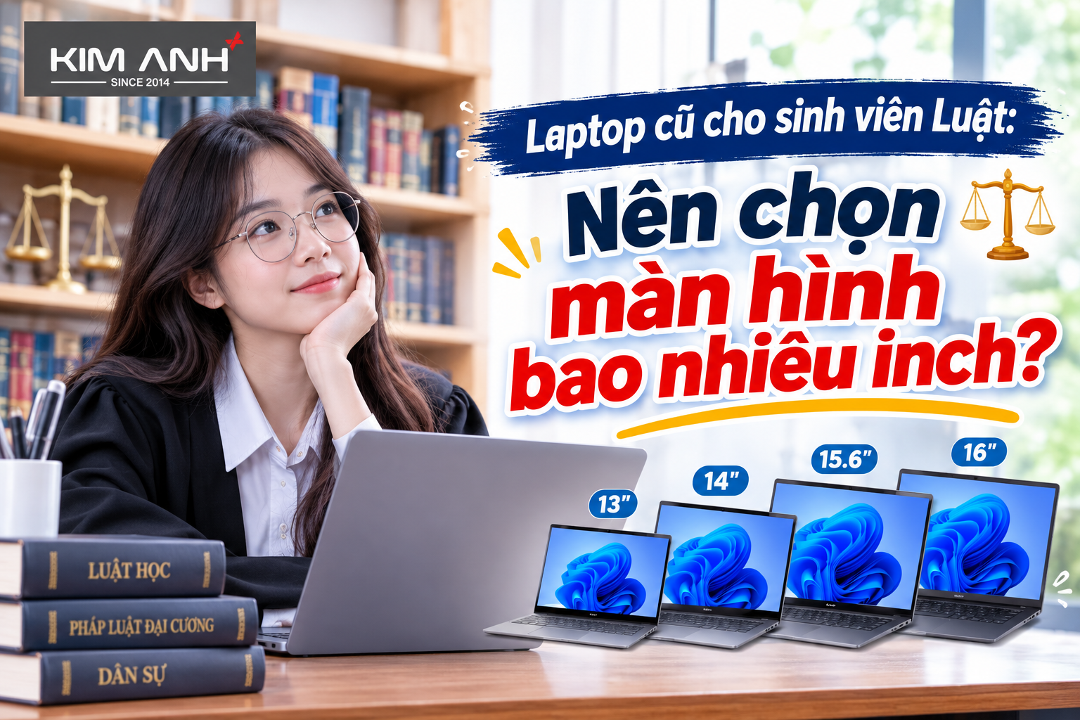 Laptop cũ cho sinh viên Luật: Nên chọn màn hình bao nhiêu inch? 