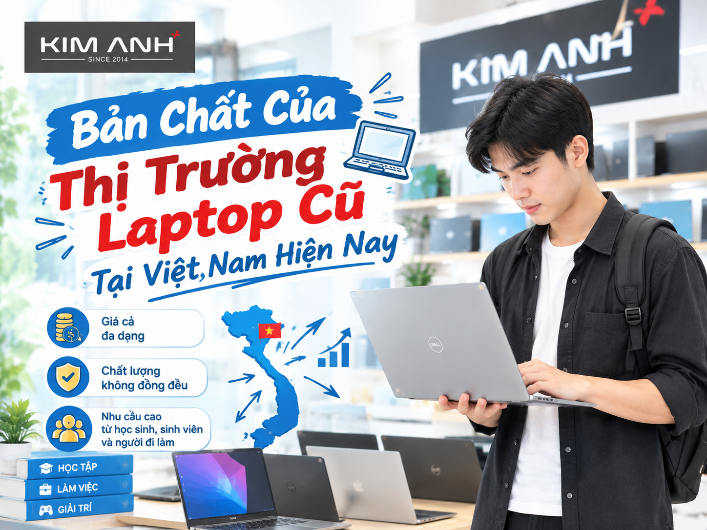 Laptop cũ cho sinh vi&ecirc;n năm nhất gi&aacute; rẻ chất lượng uy t&iacute;n tại Laptop Kim Anh