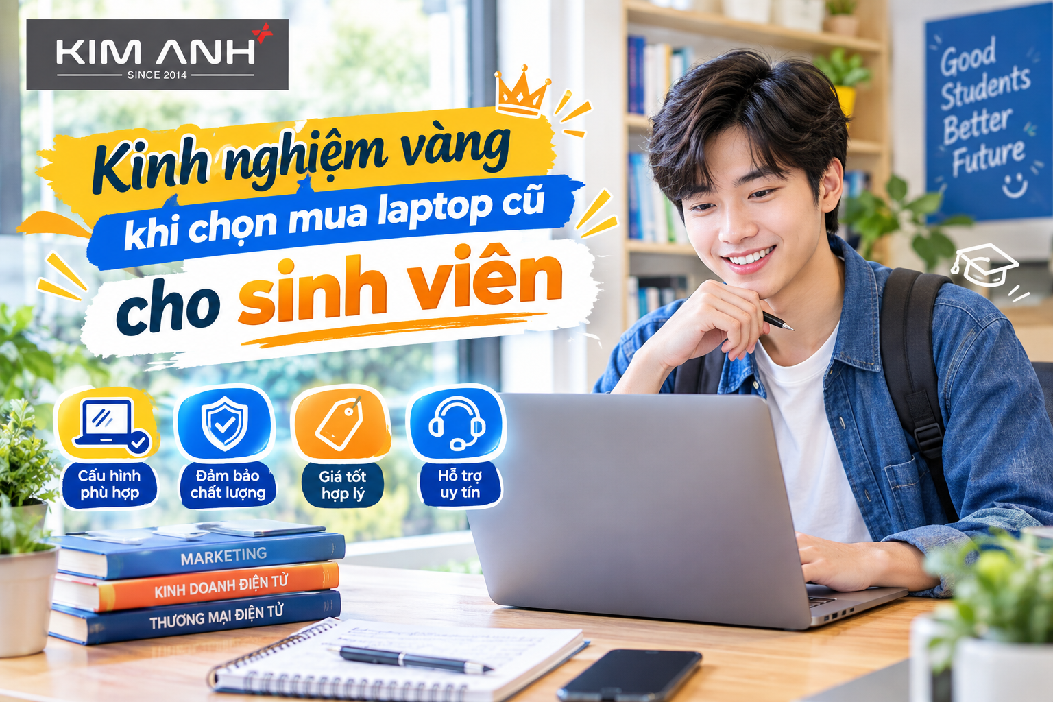 Laptop cũ cấu hình mạnh cho sinh viên Thương mại điện tử tại Laptop Kim Anh