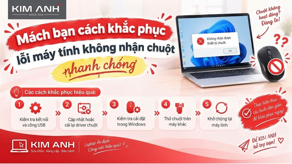 Cách khắc phục lỗi máy tính không nhận chuột nhanh chóng
