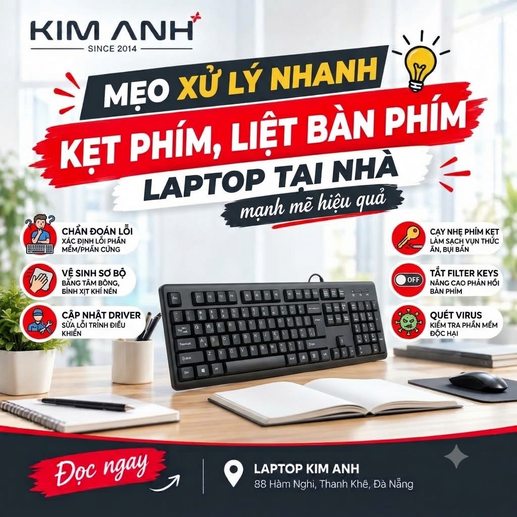 Mẹo xử lý nhanh tình trạng laptop bị kẹt phím, liệt bàn phím tạm thời ngay tại nhà