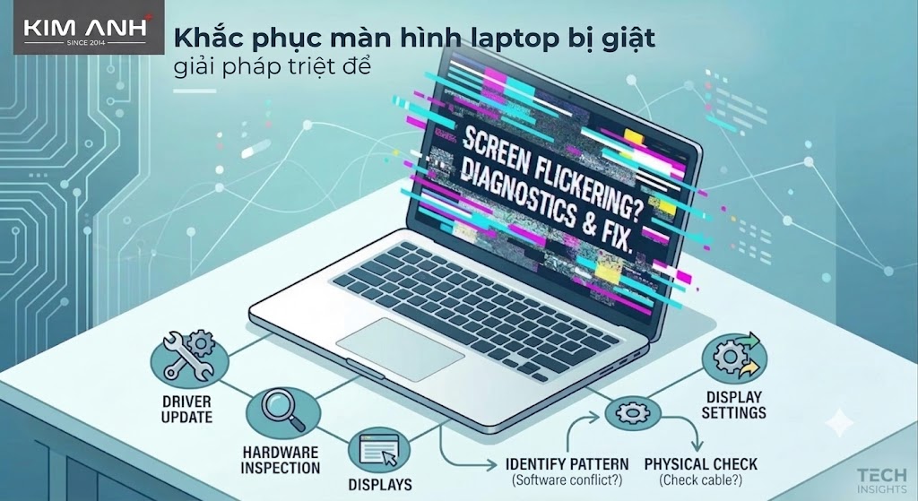 Nguyên nhân, cách khắc phục màn hình laptop bị giật triệt để
