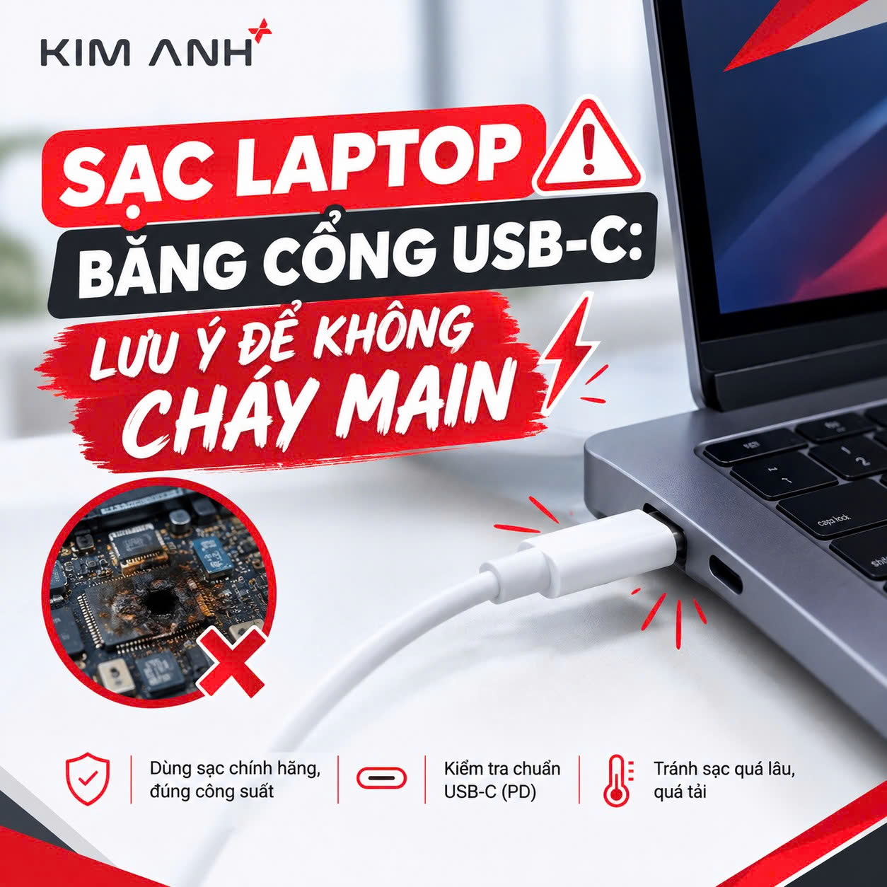 Sạc Laptop Bằng Cổng USB-C: Lưu Ý Để Không Cháy Main