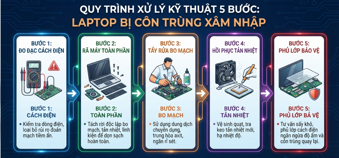 Sự cố Laptop bị kiến, côn trùng chui vào trong máy: Tác hại tiềm ẩn và cách xử lý tận gốc tránh chập mạch Sự cố Laptop bị kiến, côn trùng chui vào trong máy: Tác hại tiềm ẩn và cách xử lý tận gốc tránh chập mạch