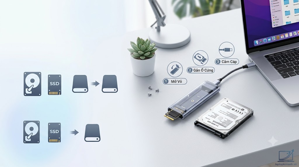 Cách biến HDD, SSD thành ổ cứng di động gắn ngoài cực đơn giản