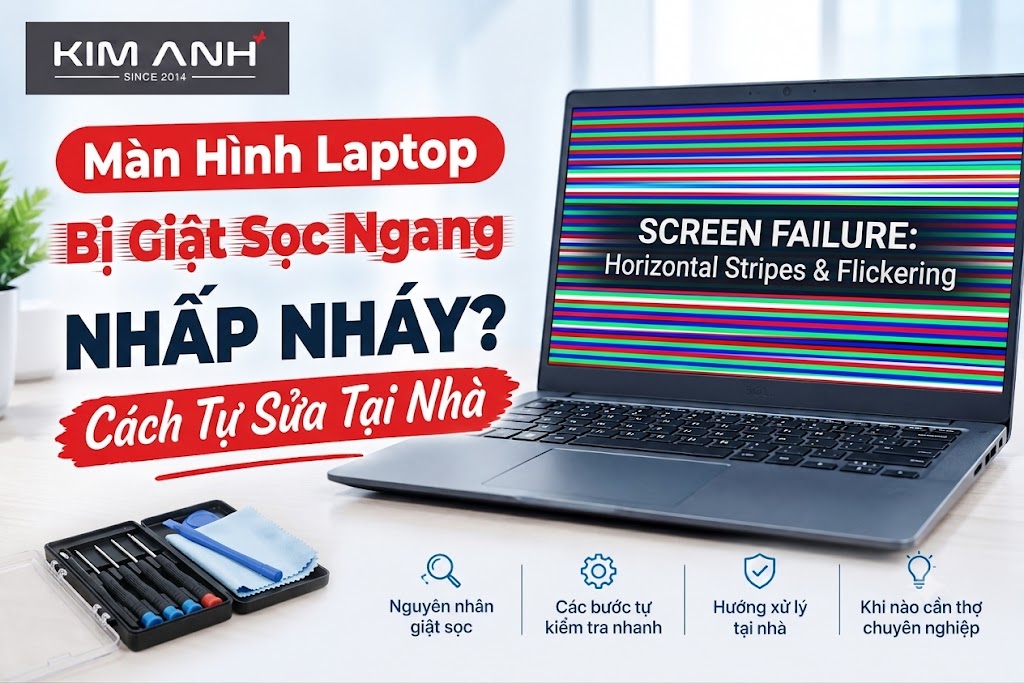 Sửa lỗi màn hình laptop bị giật sọc ngang nhấp nháy tại nhà